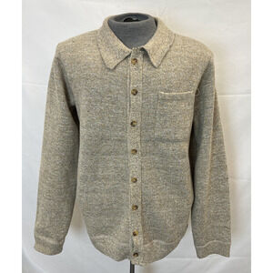 Buffalo David Bitton Mens lg Fleece Lined Button-Up Knit Tan Sweater Cardigan FS